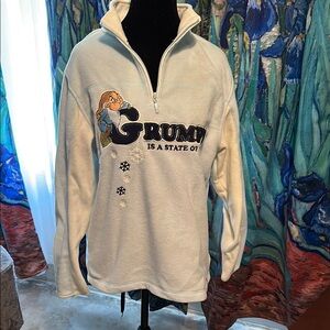 Disney Grumpy Men's Zip-Up Cream Sweater